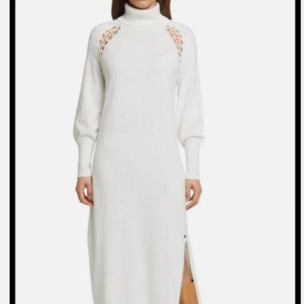 Malorri Stitch Insert Long Sleeve Midi Sweater Dress